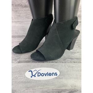 Steven By Steve Madden Womens Peep Toe Black Suede Heeled Ankle Booties Size 10